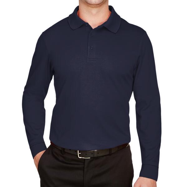 Men&#39;s CrownLux Performance® Plaited Long Sleeve Polo Thumbnail