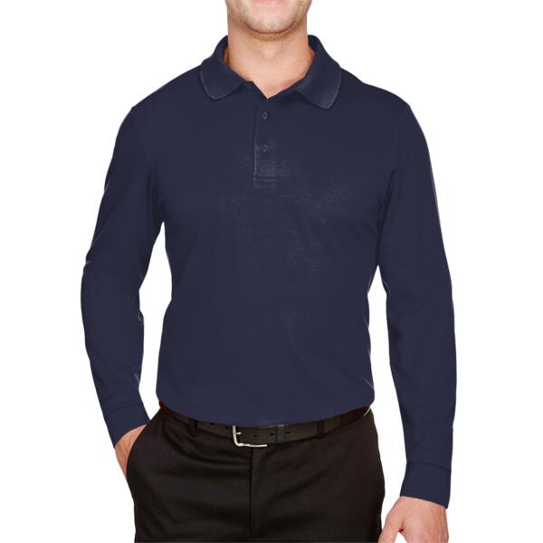 Men&#39;s Tall CrownLux Performance® Plaited Long Sleeve Polo Thumbnail