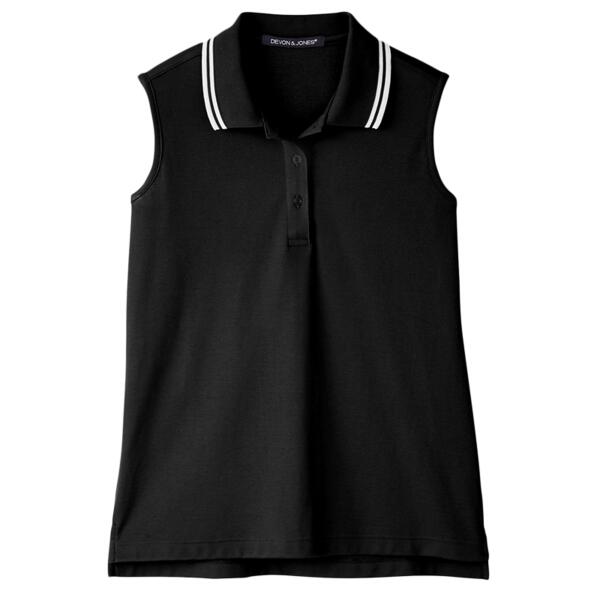 Women&#39;s CrownLux Performance® Plaited Tipped Sleeveless Polo Thumbnail
