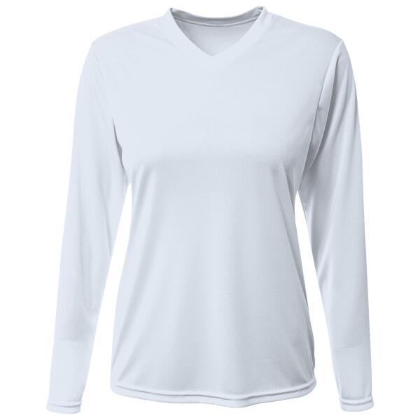 Women's USA-Made Deep V-Neck Long Sleeve T-Shirt Thumbnail